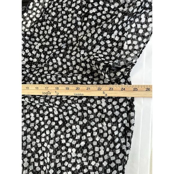 Lane Bryant Ruffle Chiffon Top 18/20 Blk Geo peplum Drop Waist Fairy Whimsy - Picture 10 of 11